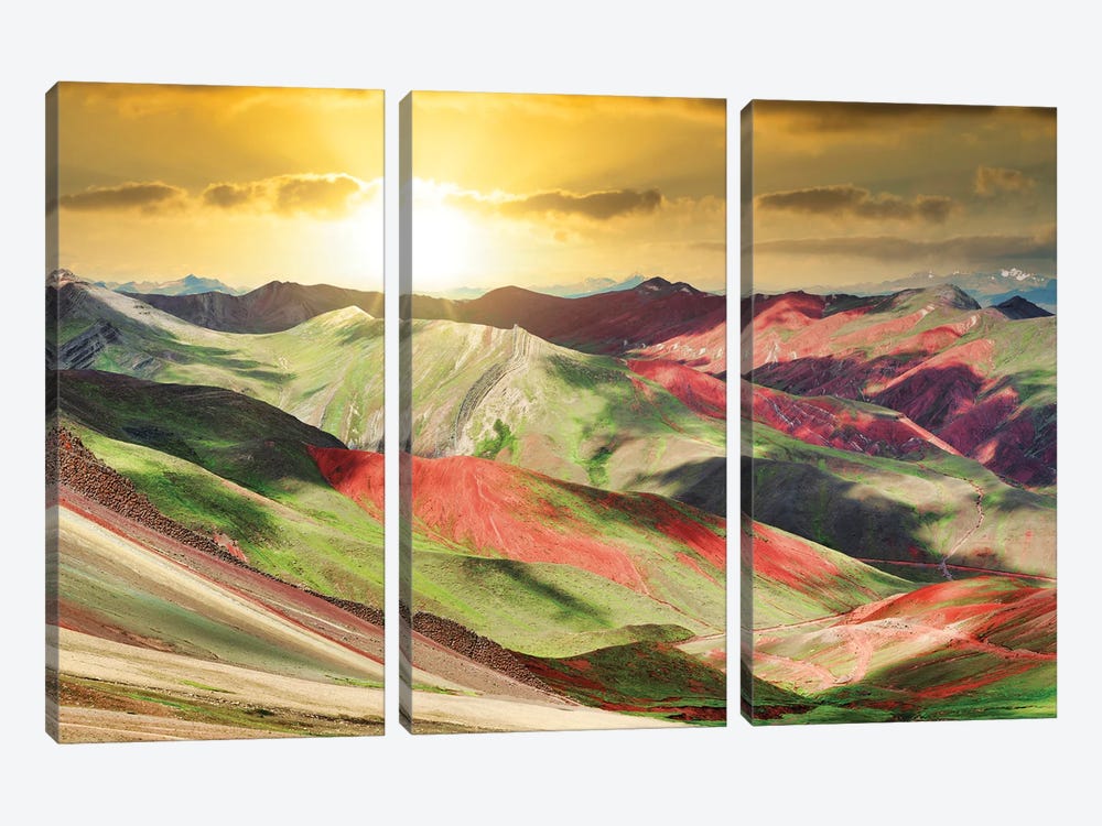 Red Valley At Sunset by Philippe Hugonnard 3-piece Canvas Wall Art