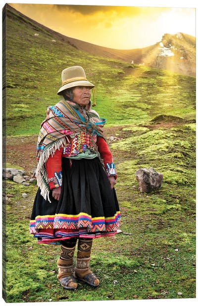 Quechua Old Woman Canvas Art Print - South American Culture