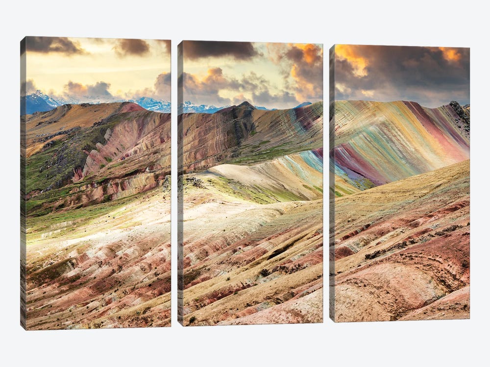 Beautiful Rainbow Mountain by Philippe Hugonnard 3-piece Canvas Wall Art