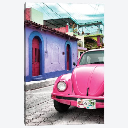 Pink VW Beetle Car Canvas Print #PHD291} by Philippe Hugonnard Art Print