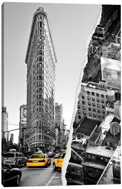 NYC Buildings Canvas Art Print - Glitch Effect