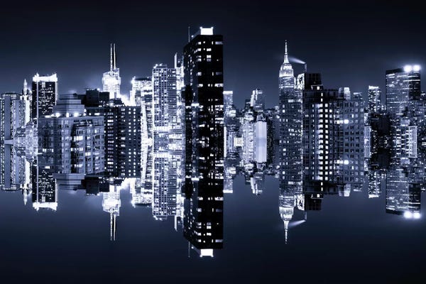 Philippe Hugonnard: Manhattan Skyline - Blue Night by Philippe Hugonnard