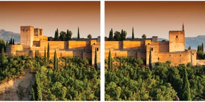 Sunset Over The Alhambra Diptych by Philippe Hugonnard multi panel art