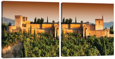Sunset Over The Alhambra Diptych Canvas Art Print - Art Sets | Triptych & Diptych Wall Art