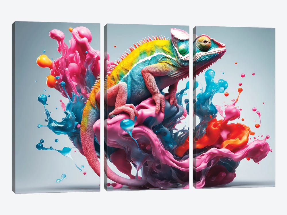 Xtravaganza The Chameleon by Philippe Hugonnard 3-piece Canvas Artwork