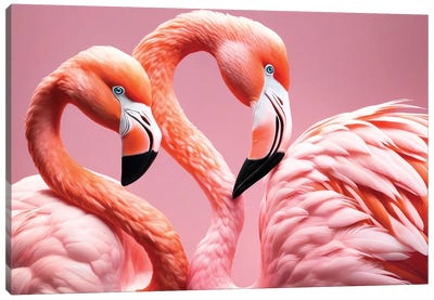 Xtravaganza Flamingos In Love Canvas Art Print - Bird Art