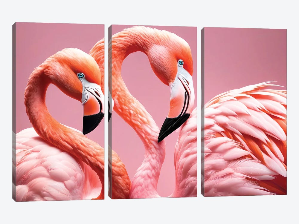 Xtravaganza Flamingos In Love by Philippe Hugonnard 3-piece Canvas Print