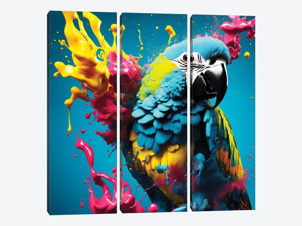 Xtravaganza The Blue Macaw by Philippe Hugonnard 3-piece Canvas Wall Art