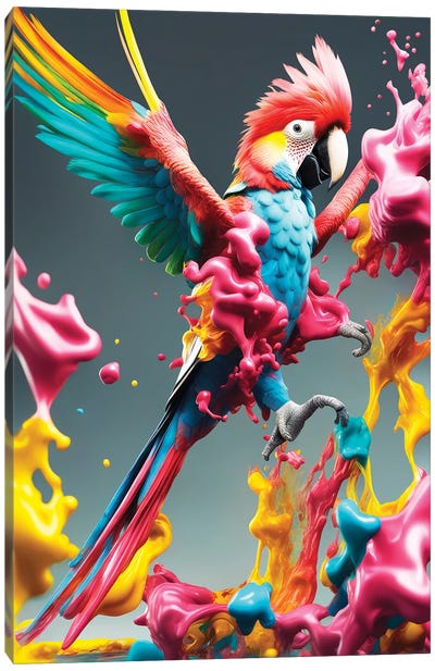 Xtravaganza Scarlet Macaw Canvas Art Print - Parrot Art