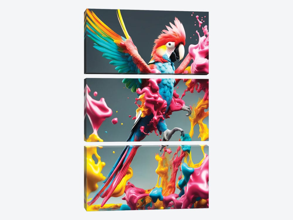 Xtravaganza Scarlet Macaw by Philippe Hugonnard 3-piece Canvas Wall Art