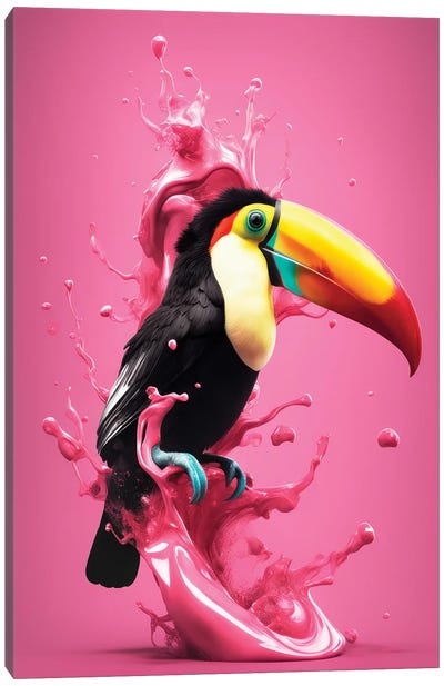 Xtravaganza Rosepink Toucan Canvas Art Print - Toucan Art
