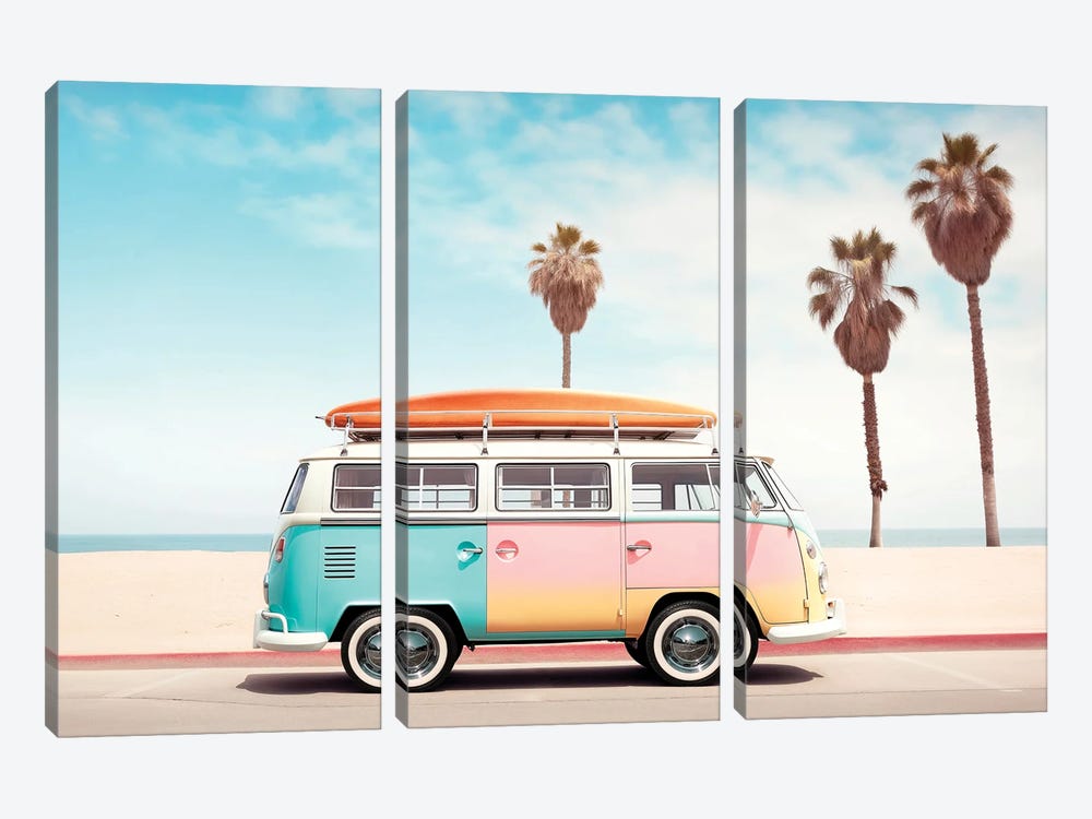 VW Van On The Beach by Philippe Hugonnard 3-piece Canvas Print