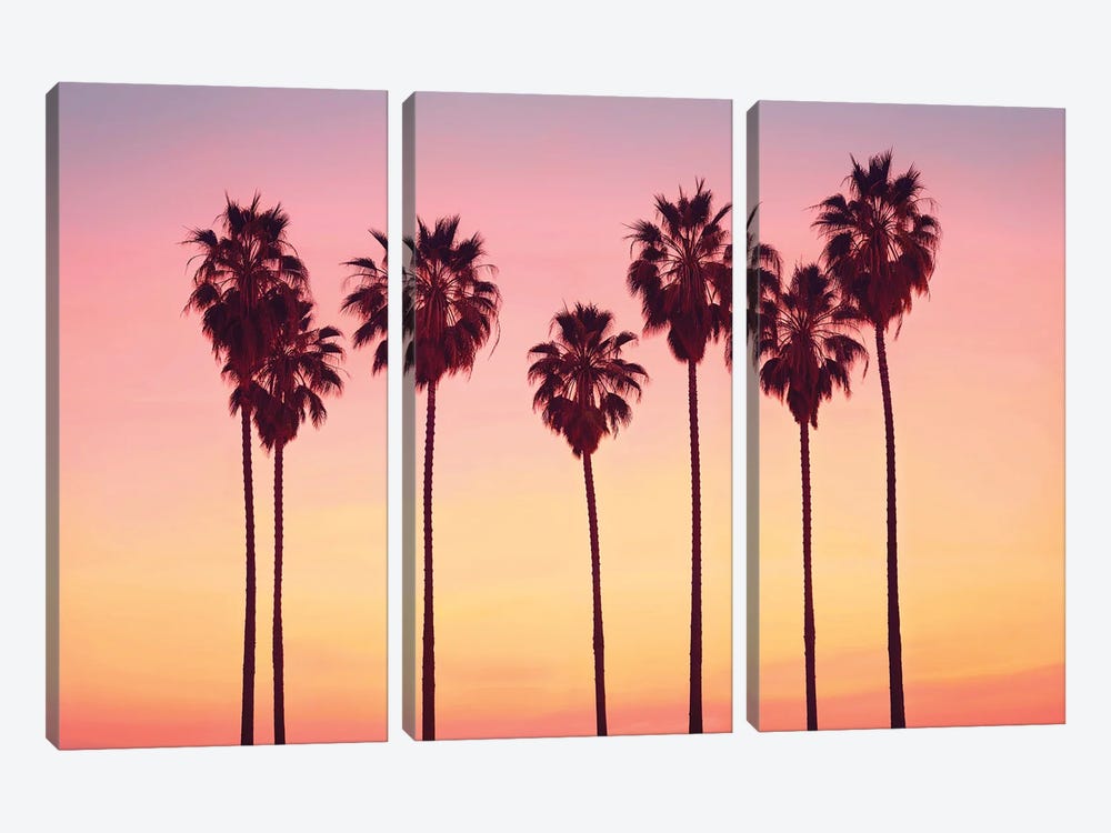 Malibu Sunset's Palm Trees by Philippe Hugonnard 3-piece Canvas Art