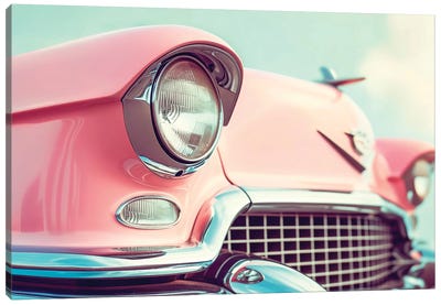 Pink Classic Car Canvas Art Print - Automobile Art