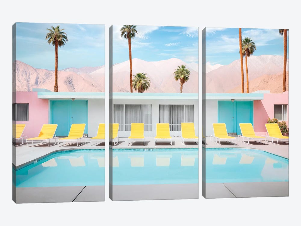 Palm Springs Pool Day by Philippe Hugonnard 3-piece Canvas Artwork