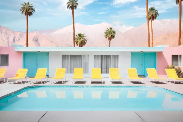 Large Photography - Canvas Prints: Palm Springs Pool Day by Philippe Hugonnard