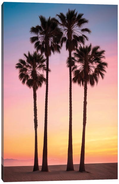 Beach Sunset Palms Canvas Art Print - Philippe Hugonnard