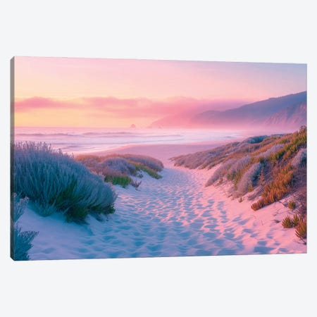 Sunset Sand Path Canvas Print #PHD3095} by Philippe Hugonnard Canvas Artwork