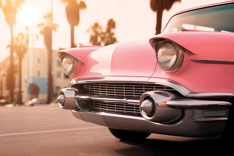 Venice Pink Retro Car by Philippe Hugonnard wall art
