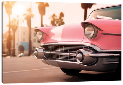Venice Pink Retro Car Canvas Art Print - Photography Art