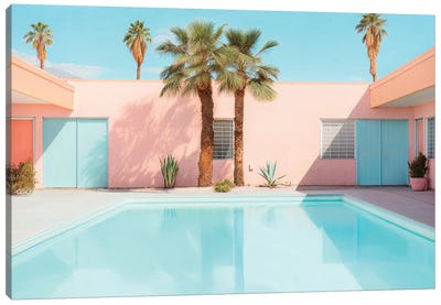 Retro Pool Canvas Art Print - Swimming Art