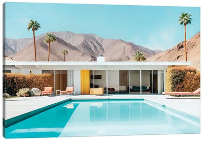 Mid-Century Modern Palm Springs Canvas Art Print - Swimming Pool Art