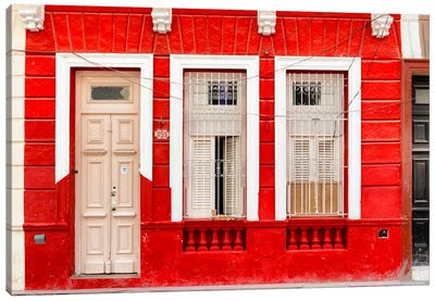 355 Street - Red Facade Canvas Art Print - Cuba Fuerte