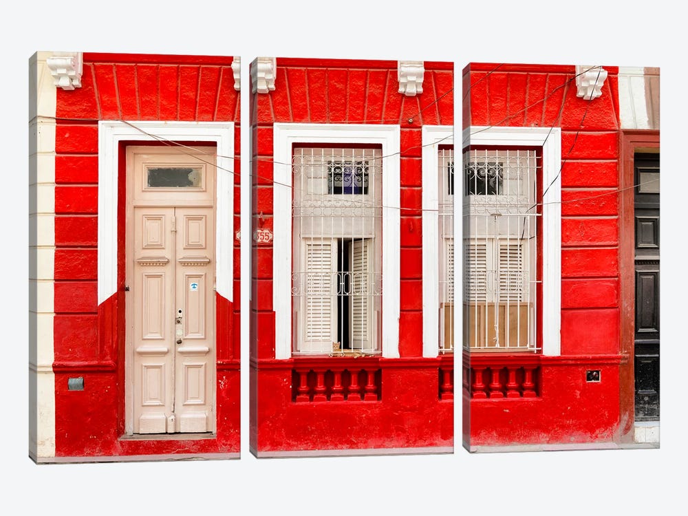 355 Street - Red Facade by Philippe Hugonnard 3-piece Canvas Art
