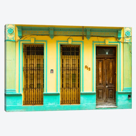 612 Street Havana - Yellow & Green Canvas Print #PHD329} by Philippe Hugonnard Canvas Print