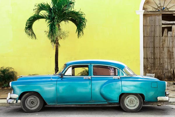 Cuba: Beautiful Retro Blue Car by Philippe Hugonnard