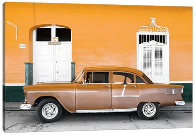 Old Orange Car   Canvas Art Print - Cuba Fuerte