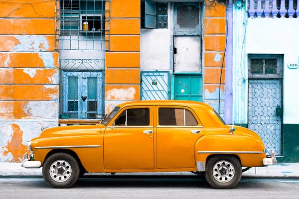 Monochromatic Photography: Orange Classic American Car by Philippe Hugonnard