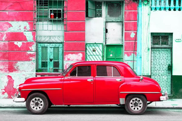 Cuba: Red Classic American Car by Philippe Hugonnard