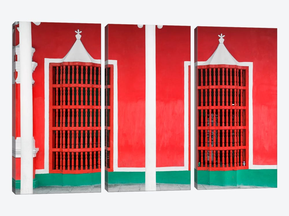 Red Facade by Philippe Hugonnard 3-piece Canvas Wall Art