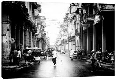 Old Havana Street in B&W Canvas Art Print - Cuba Art