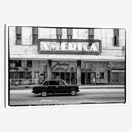 Teatro America in Havana in B&W Canvas Print #PHD346} by Philippe Hugonnard Canvas Wall Art