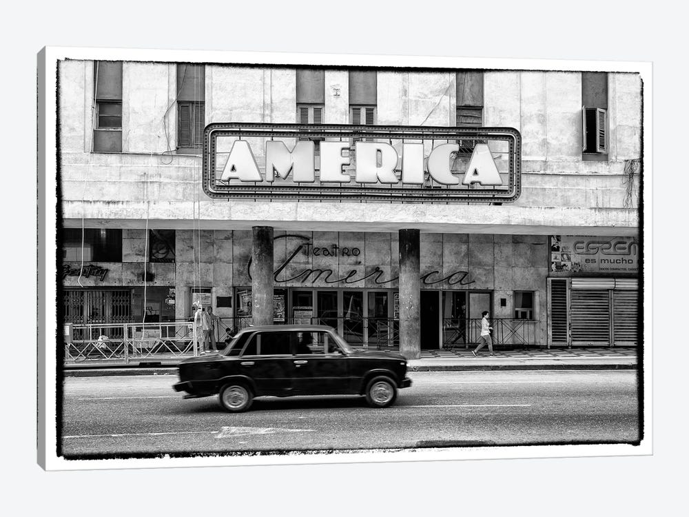 Teatro America in Havana in B&W by Philippe Hugonnard 1-piece Canvas Art