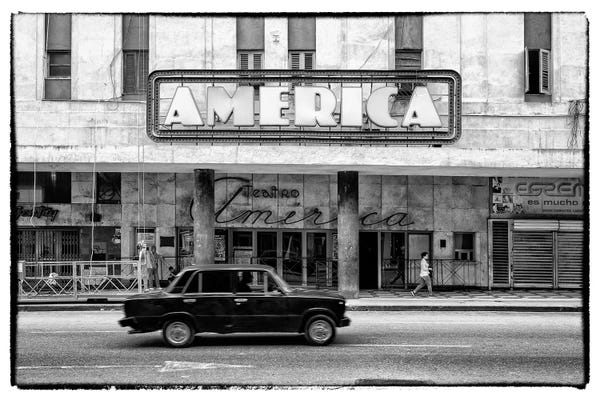 Signs: Teatro America in Havana in B&W by Philippe Hugonnard