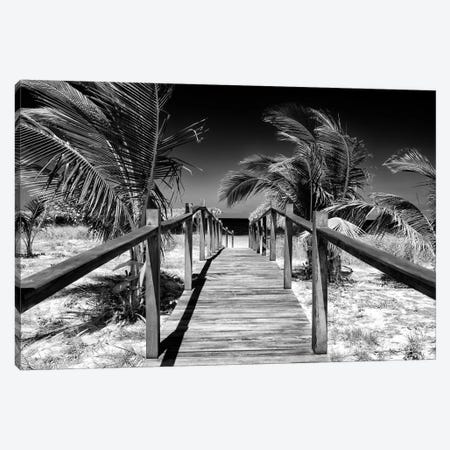 Wooden Pier on Tropical Beach VI in B&W Canvas Print #PHD348} by Philippe Hugonnard Art Print