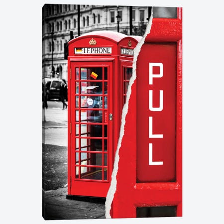 Red Phone Booth Canvas Print #PHD34} by Philippe Hugonnard Canvas Art
