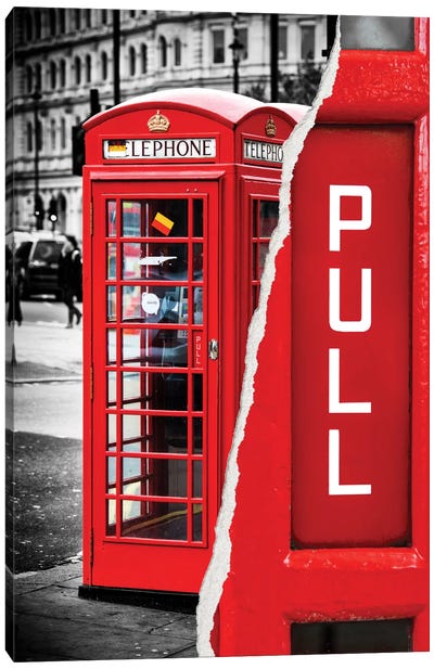 Red Phone Booth Canvas Art Print - Travel Photograghy