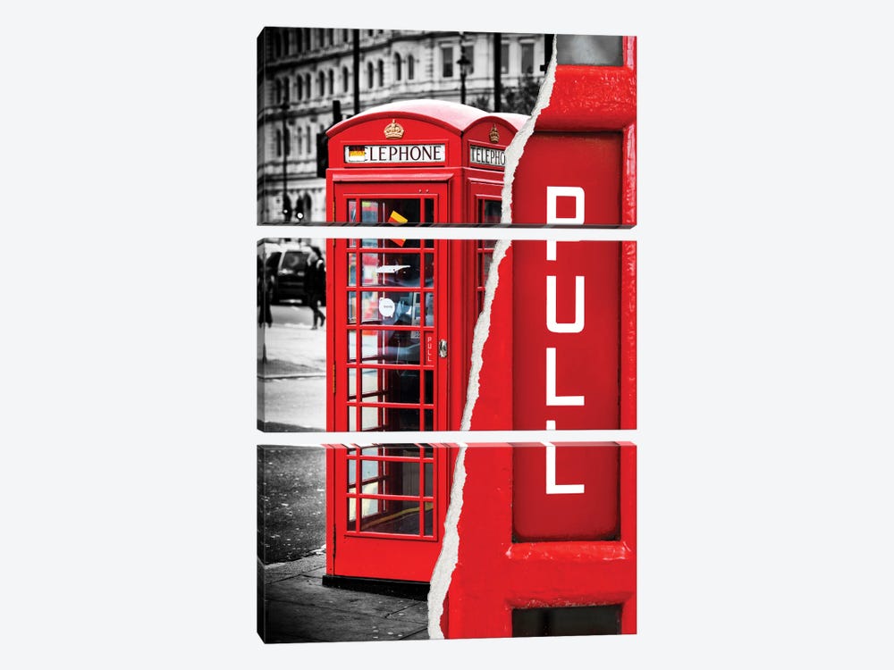Red Phone Booth by Philippe Hugonnard 3-piece Canvas Art Print