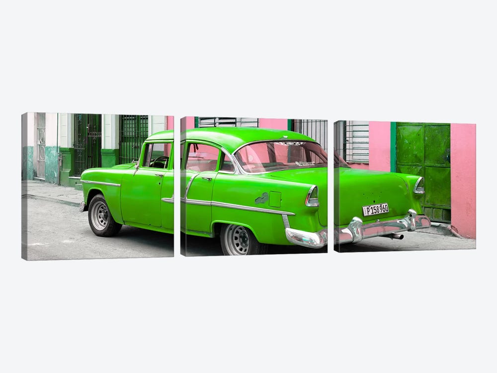Cuban Green Classic Car in Havana by Philippe Hugonnard 3-piece Canvas Print
