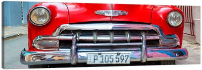 Detail on Red Classic Chevy Canvas Art Print - Cuba Fuerte