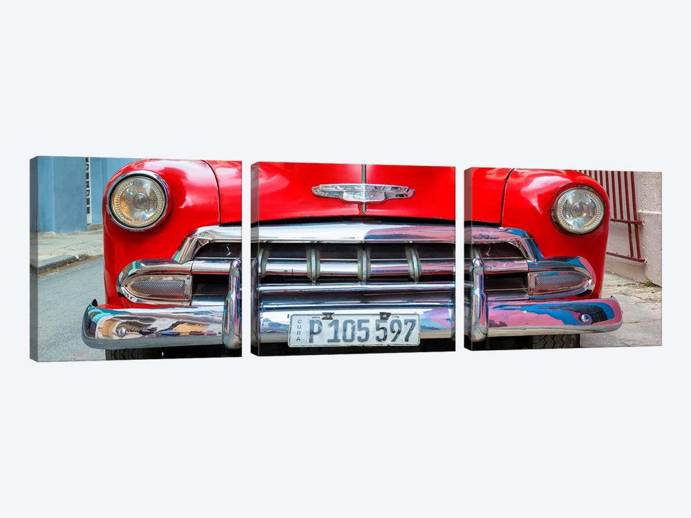 Detail on Red Classic Chevy by Philippe Hugonnard 3-piece Canvas Art