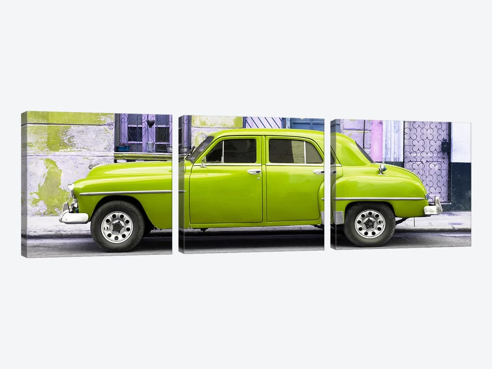 Lime Green Classic American Car by Philippe Hugonnard 3-piece Canvas Art