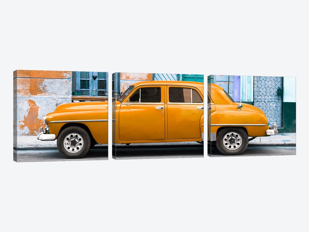 Orange Classic American Car by Philippe Hugonnard 3-piece Canvas Wall Art