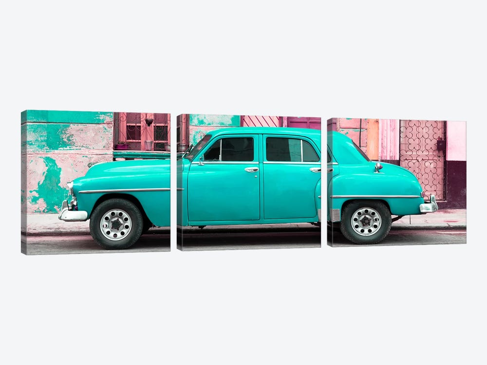 Turquoise Classic American Car by Philippe Hugonnard 3-piece Canvas Artwork