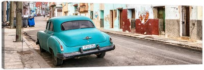 Turquoise Classic Car in Havana Canvas Art Print - Cuba Fuerte