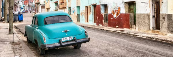 Caribbean: Turquoise Classic Car in Havana by Philippe Hugonnard